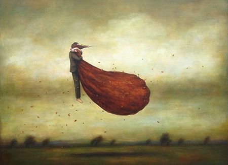 Pareja abrazada en el aire