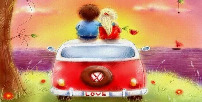 Pareja encima de un coche