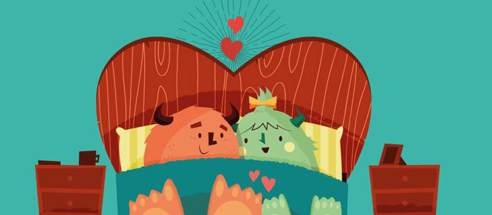 Monstruos enamorados en la cama