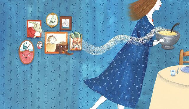 Mujer con un cazo de sopa