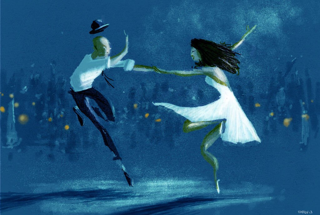 Pareja agarrados de la mano bailando