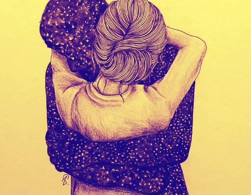 Mujer dando un abrazo