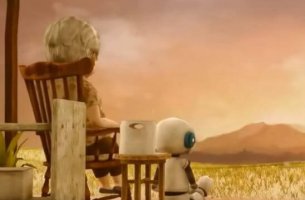 Anciana y robot mostrando el valor de la amistad