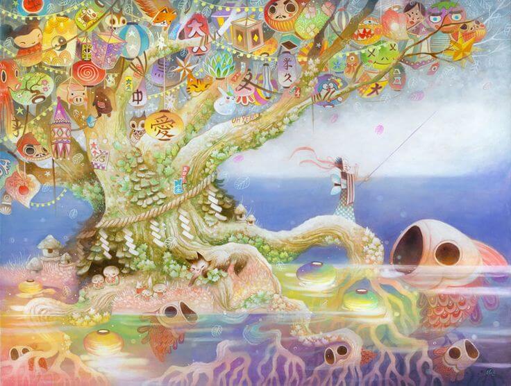 escenario fantasía con riqueza de colores