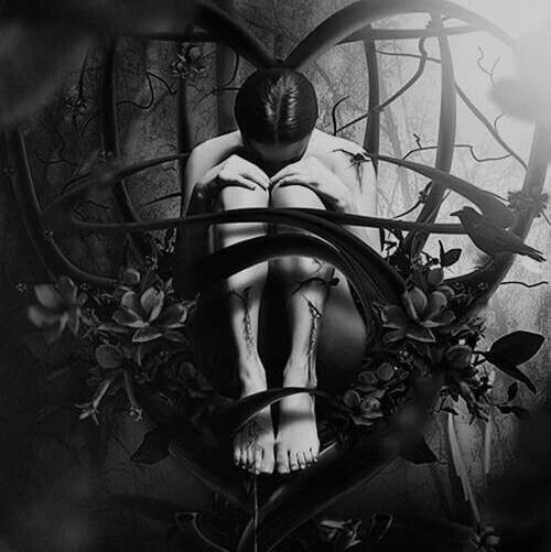 hombre en el centro de un corazón