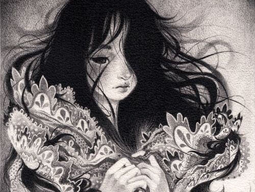 ilustración blanco y negro de joven sufriendo por necesidades neuróticas