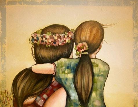 Madre e hija abrazadas