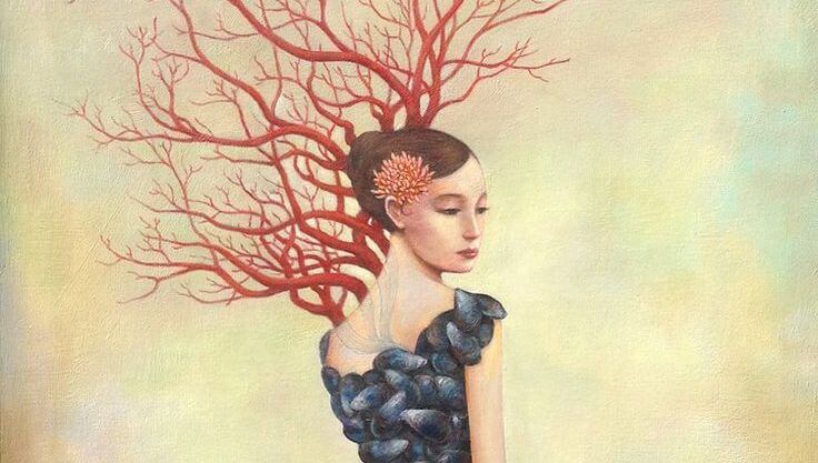 mujer con arbol pensando en las burlas