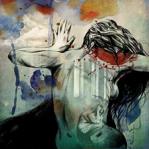 Mujer aterrada, sin coraje