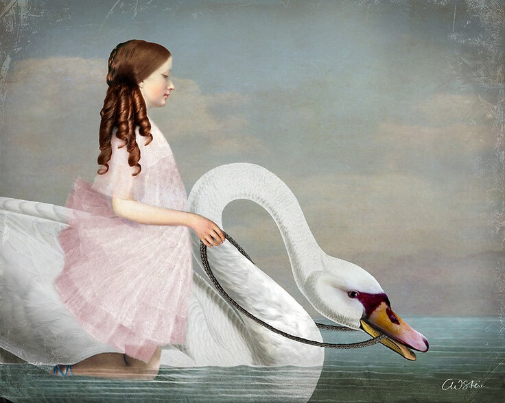 niña con cisne