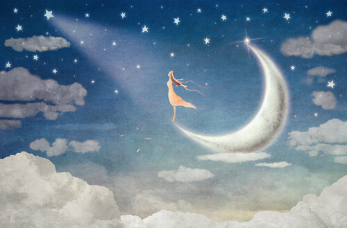 Niña mirando las estrellas con ilusión