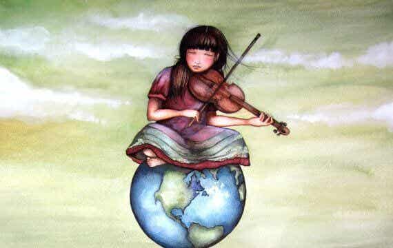 tyttö soittaa viulua