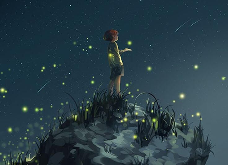 niño en la noche