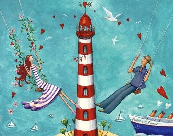 vivir feliz en pareja en un paseo por la playa