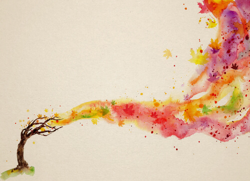 Árbol desprendiendo sus hojas