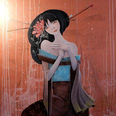 Mujer japonesa triste