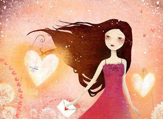 Chica con corazón sabiendo que todo es posible