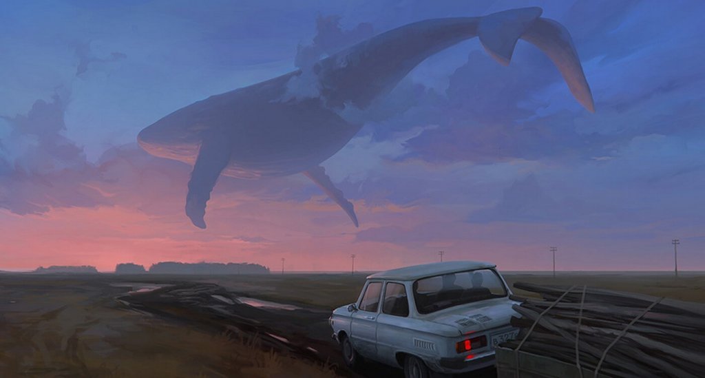 cielo con una ballena que se ausenta