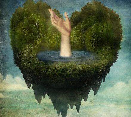 Corazón con mano recordando un aborto