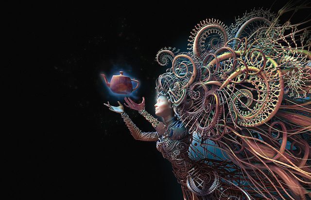mujer imagen fantasía con tetera en mano