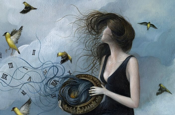 Mujer con viento