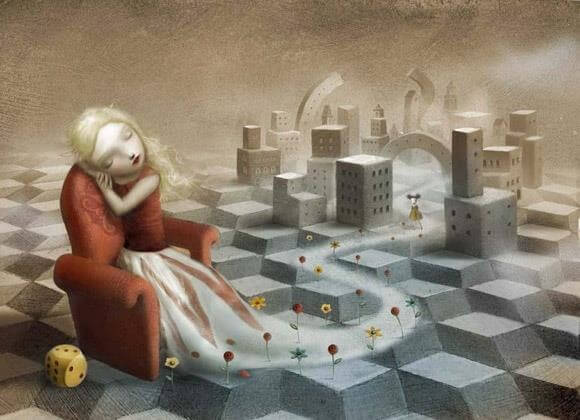 niña durmiendo en salón de juegos