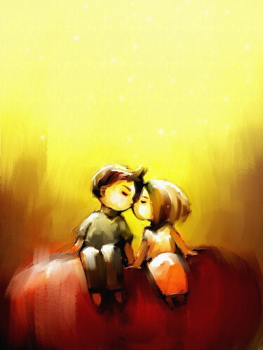 Pareja abrazada enamorada