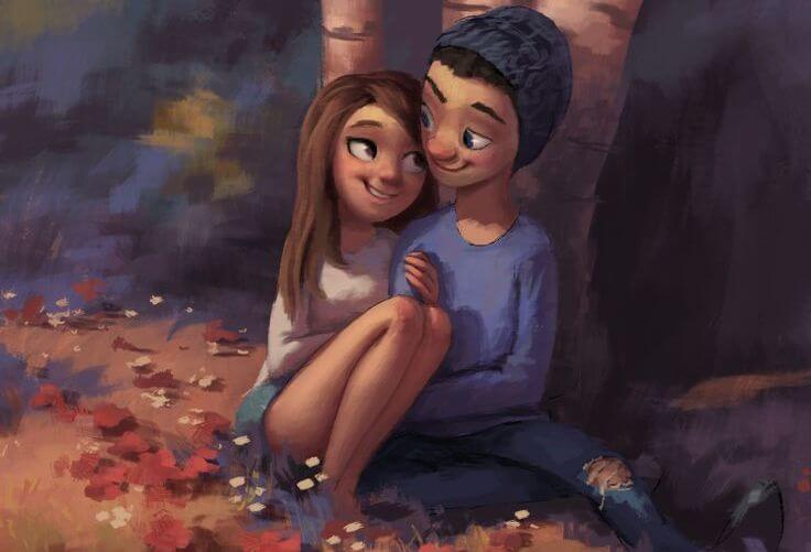 pareja joven feliz