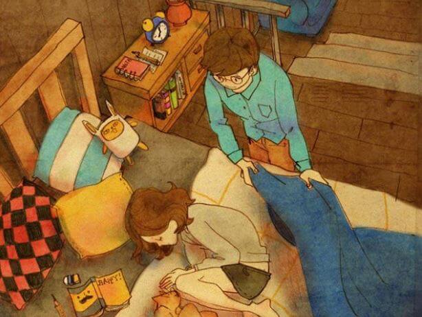 Chico arropando a su novia