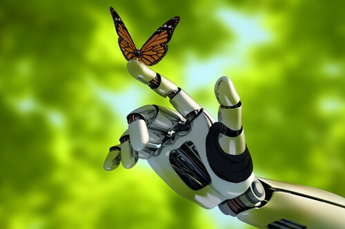 Mano de robot de mariposa