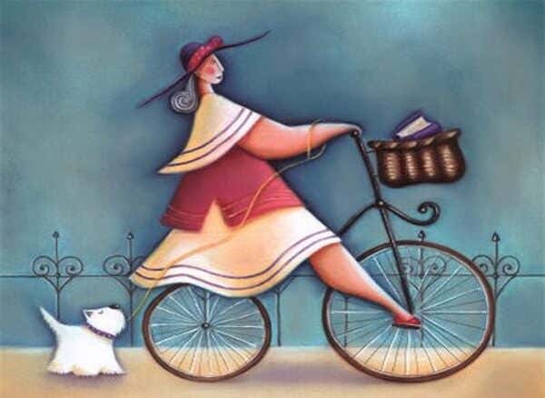 Donne in bicicletta.
