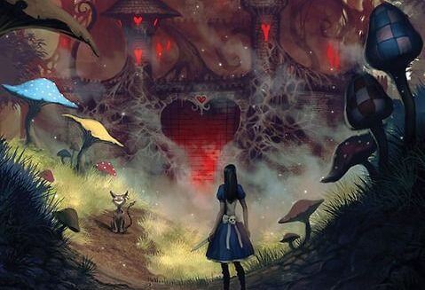 alicia ante un corazón grande