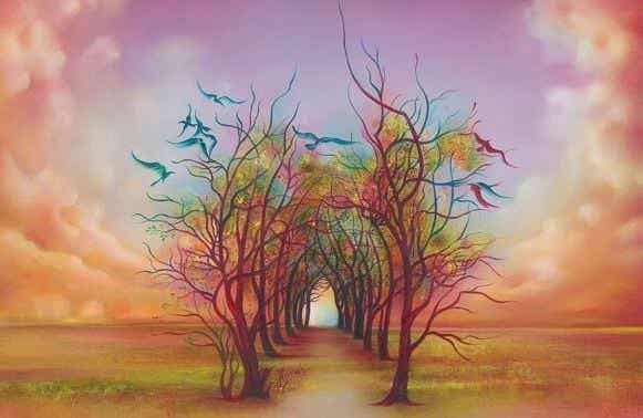 Camino de árboles fantasía simbolizando la sensibilidad