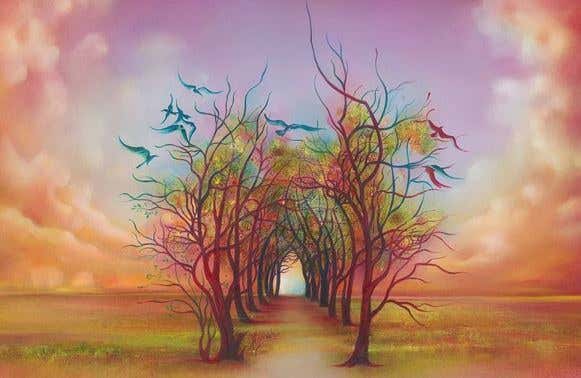 Camino de árboles fantasía