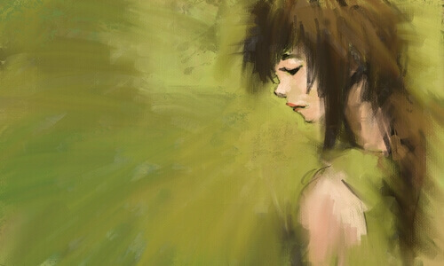 Chica mirando hacia abajo para no complacer a los demás