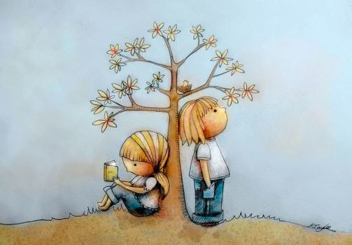Niños leyendo cuentos muy felices