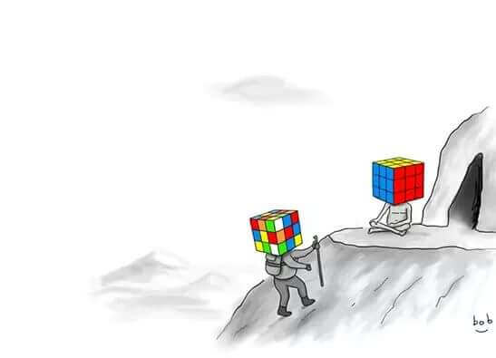 Meditación con cubo de rubik