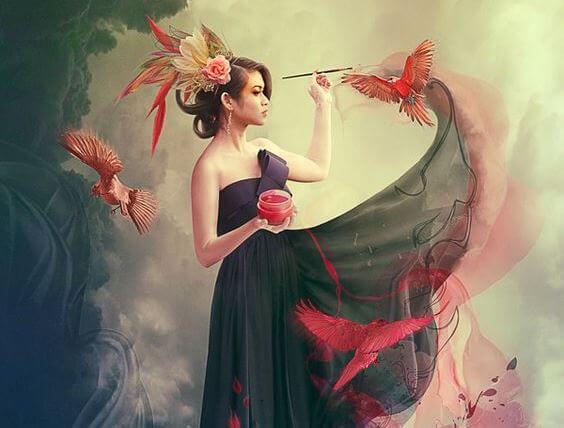 mujer pintando