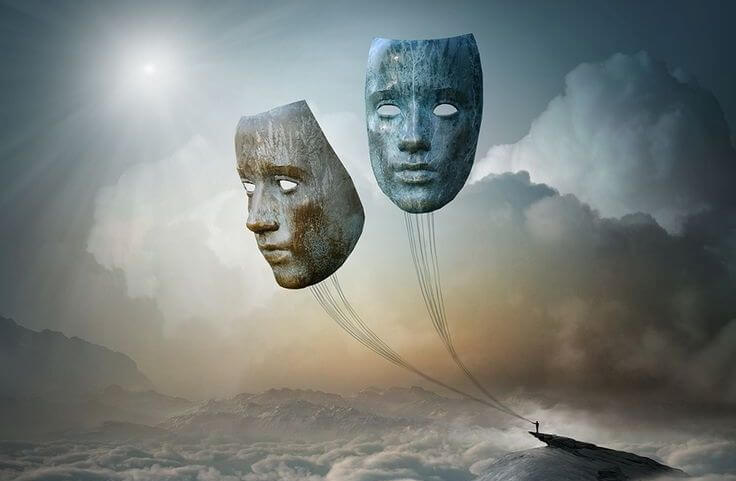 máscaras-sujetas-en-un-barco representando las emociones