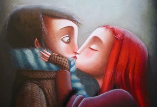 Pareja dándose un beso