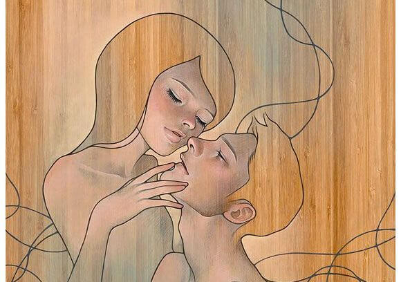 silueta femenina y masculina acariciándose