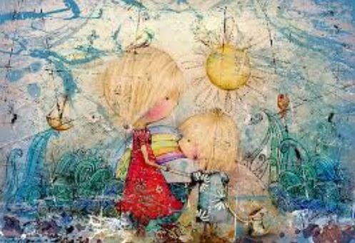 Sobrino con su tía en la playa