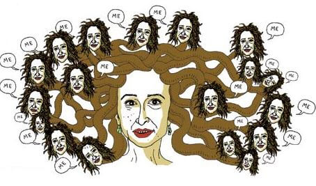 Pelo de la mujer simulando voces