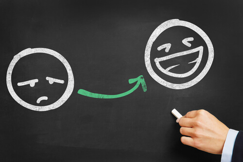 Dibujo de cara triste y dibujo de cara contenta