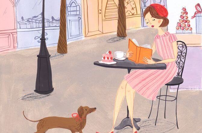 chica en la terraza tomando cafe