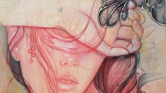 illustration femme en rose