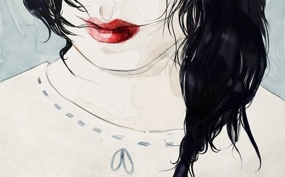 Mujer con los labios rojos