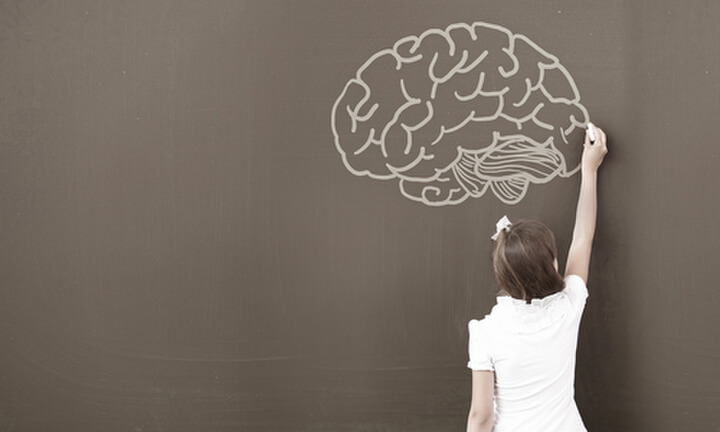 Niña dibujando un cerebro