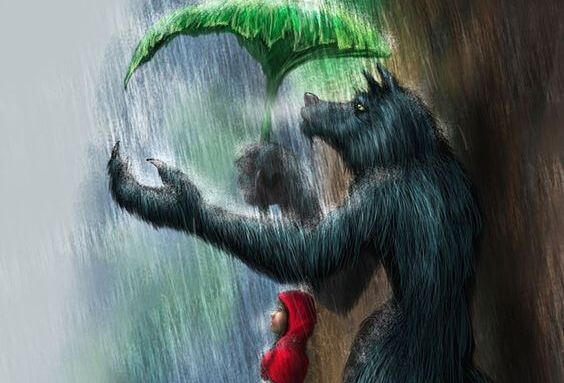 Ilustración de Caperucita y el lobo