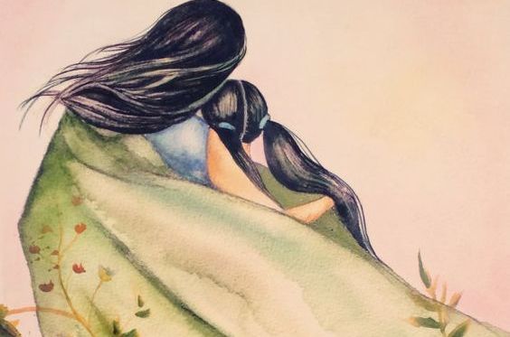 Madre e hija abrazadas